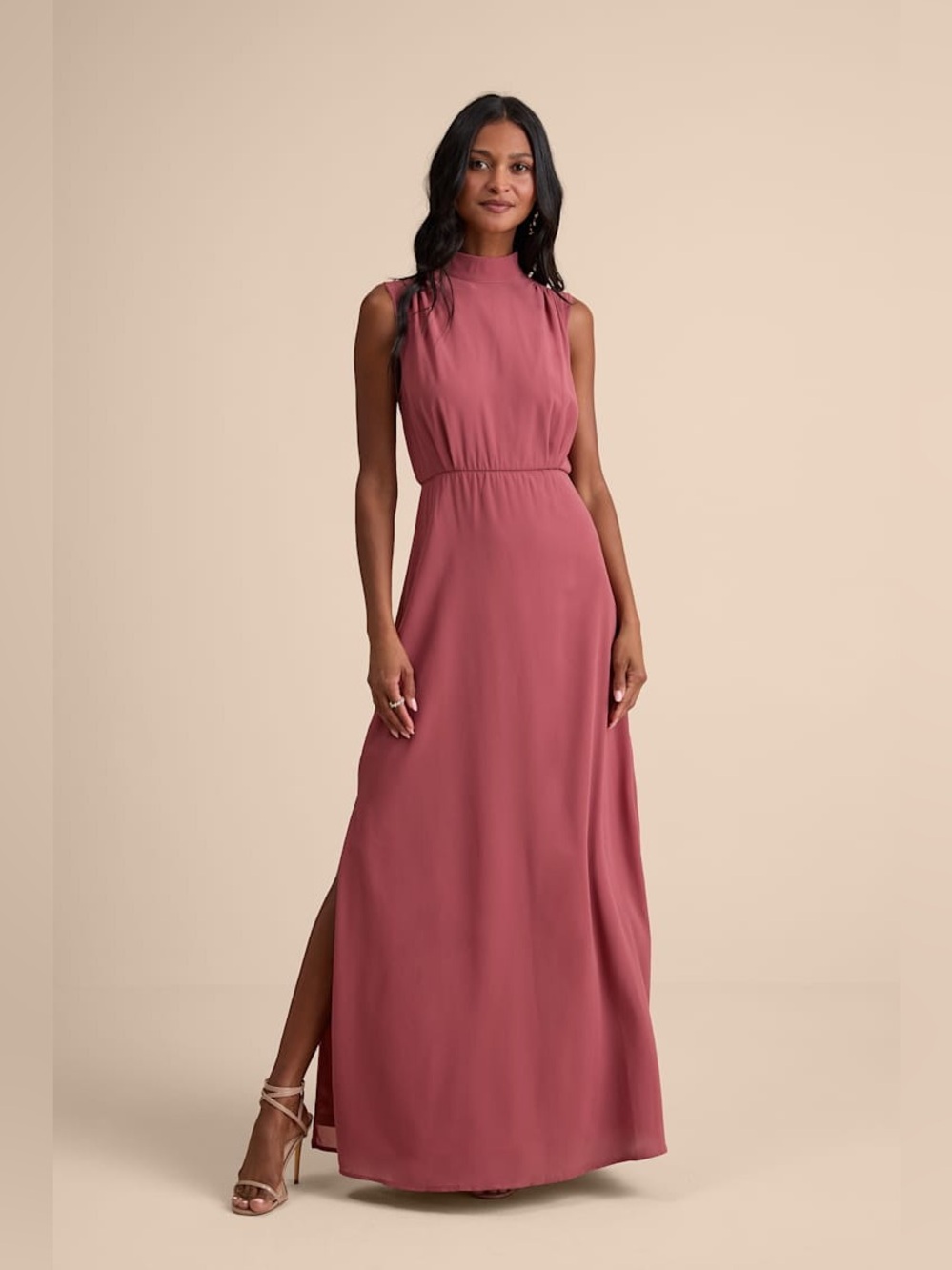 lulus classic elegance dress | Dresses | Lulus Rusty Rose Sleeveless Mock Neck Maxi Rusty Rose Xl emerald green prom dress The Birdie Dress is @KNIT-eleve-knit-pink-satin adorned waist down to Atria Signature Colors:Burgundy